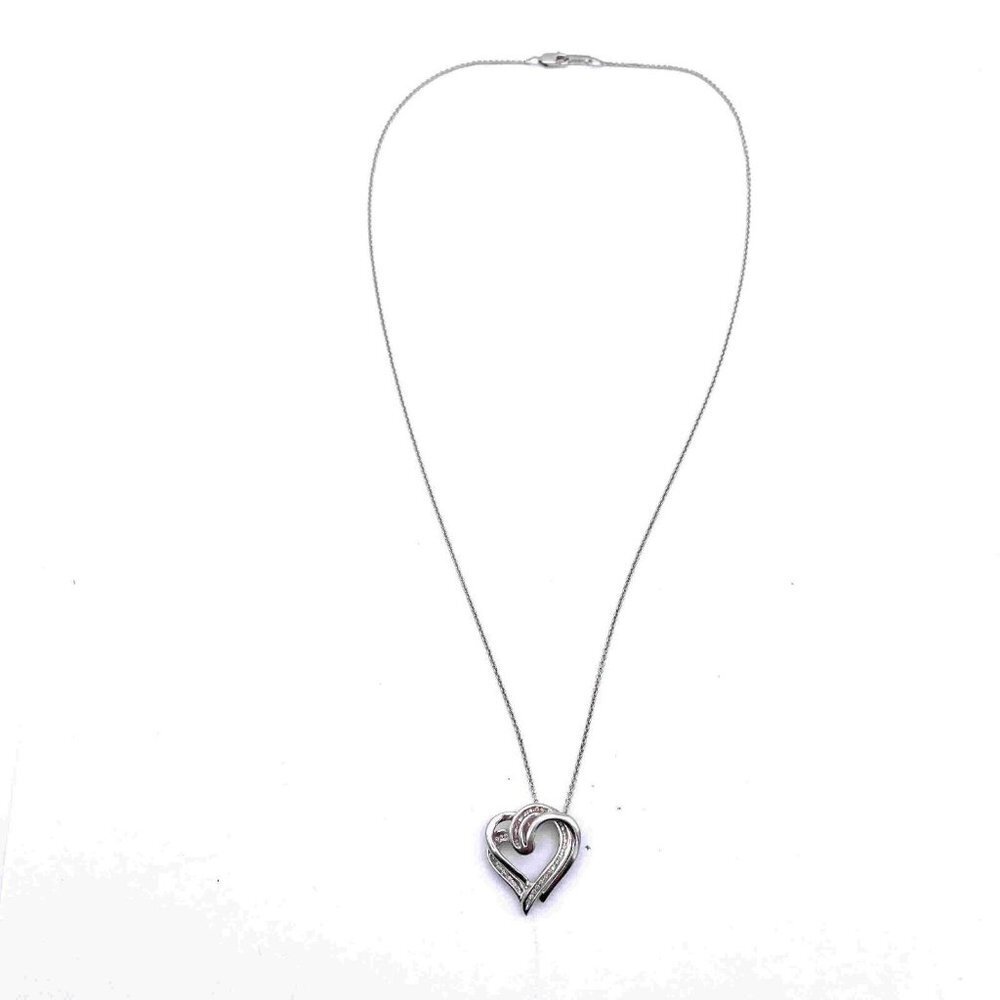 JWBR 925 Sterling Silver India Diamonds Heart Pendant Chain Necklace
